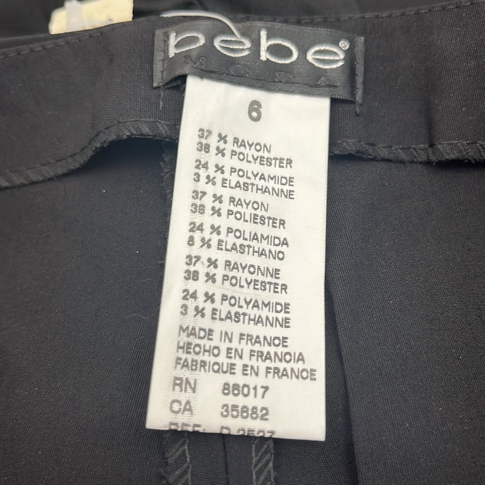Bebe floral embroidered pants. Ankle length. Flat front & side zip. Stretch.NWT! - Picture 6 of 10